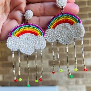 Rainbow beaded earrings